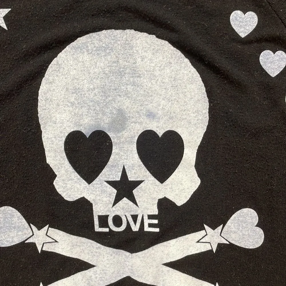 Lauren Moshi Black Sweatshirt Skull Heart Love - Picture 3 of 5
